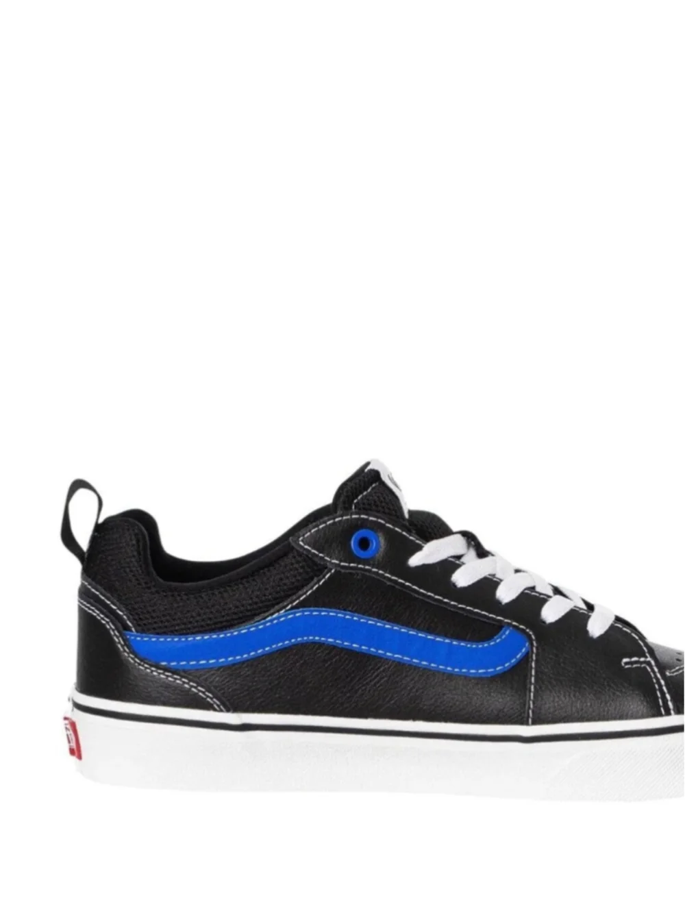 Vans Filmore Trainers Black Leather with Blue Accents Sneakers Size 7 Youth